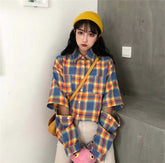 Camisa a cuadros con mangas empalmadas